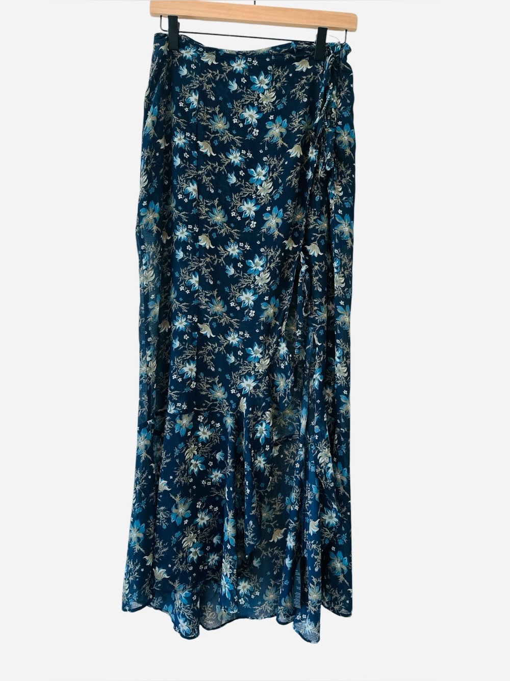 Free People Femme Edge Blue Ink Sheer Floral Maxi Skirt - Picture 8 of 16